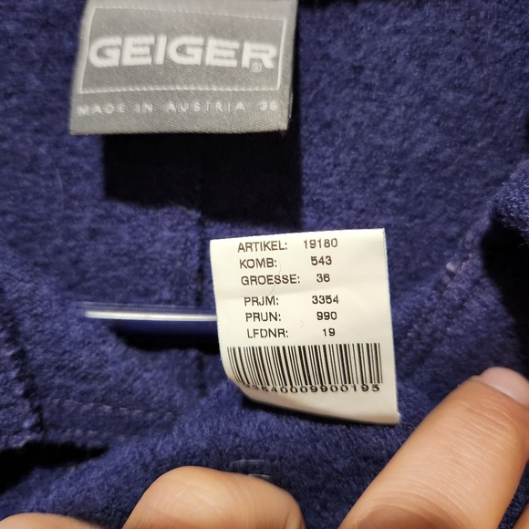 GEIGER Boiled Wool Coat Made in AUSTRIA Button Front Pockets Size 36 DEEP PURPLE - Picture 7 of 7